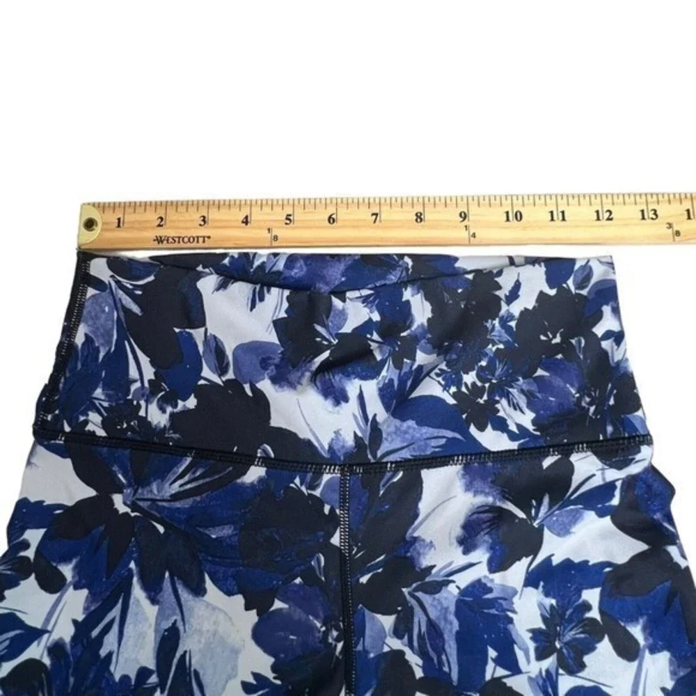 Fabletics Womens Purple Black‎ Floral Cashel Foldover Powerform Leggings Small